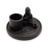 Plateau d'Encens Bouddha Polyvalent – Céramique Noir Mat