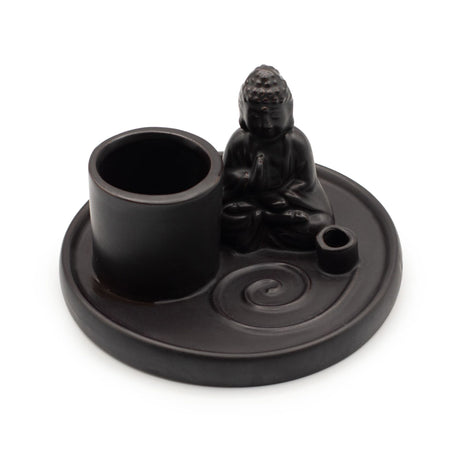 Placă pentru tămâie Buddha multifuncțională – ceramică neagră mată