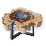 Coffee Table Tamarind Wood Sky Blue Resin