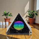 Small Orgonite Pyramids 5.5x4.5cm – Flower of Life – Black Tourmaline Chips, Orgone Energy Pyramid