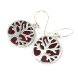 Boucles d'oreilles Arbre de Vie argent effet corail, paire