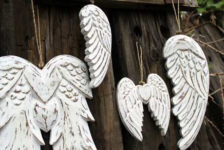 Angel Wing Wooden Hanging Decoration 30cm