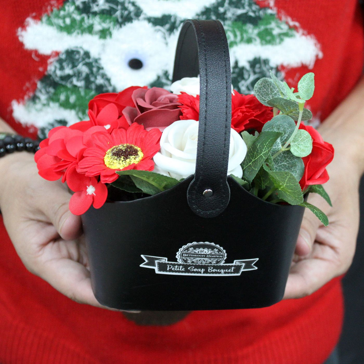 Soap Flowers Bouquet Blue Petite Basket