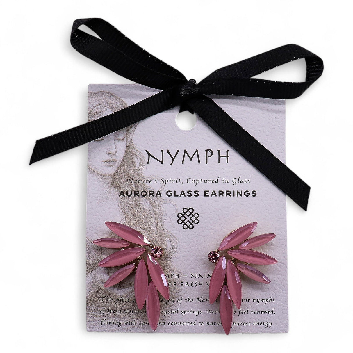 Vintage Pink Glass Floral Stud Earrings