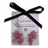 Vintage Pink Glass Floral Stud Earrings
