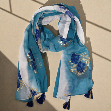Nomad Sari Aqua Fish huivi – Merensininen (180x50cm)  
