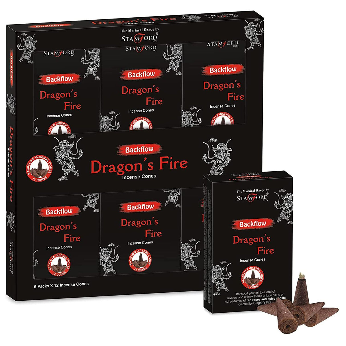 Backflow Incense Cones Dragon Fire 12 Pack Stamford