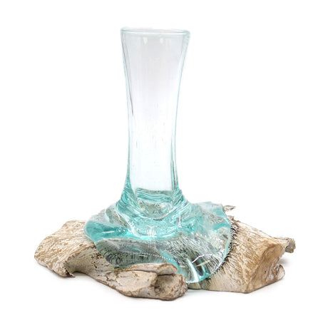 Molten Glass Vase On Whitewash Wood, Small