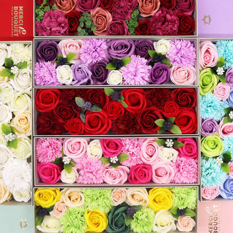 Soap Flowers Long Box, Red Roses