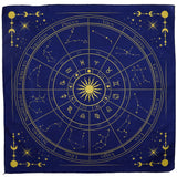 Tarot Reading Cloth Zodiac Wheel Navy Gold 75x75cm