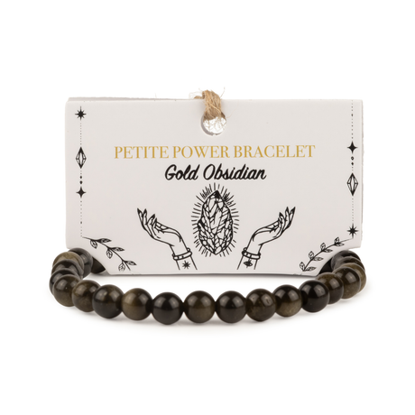 Petite Power Bracelet (17cmx6mm) - Gold Obsidian