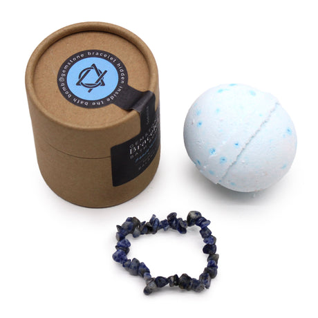 Bath Bomb With Sodalite Gemstone Bracelet – Sandalwood