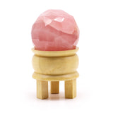 Sfera di Cristallo di Quarzo Rosa Sfaccettata con Supporto 2 Pezzi