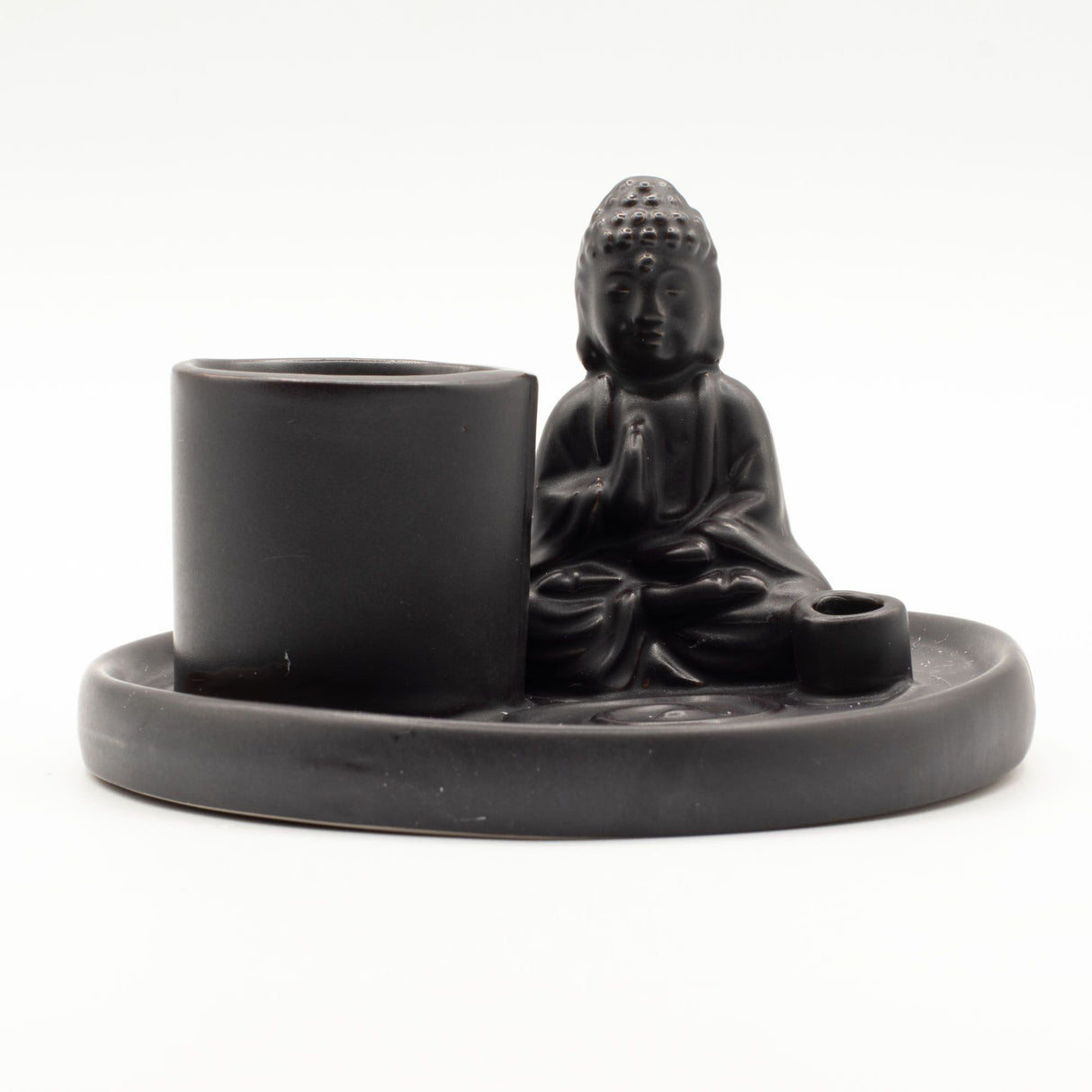 Plateau d'Encens Bouddha Polyvalent – Céramique Noir Mat