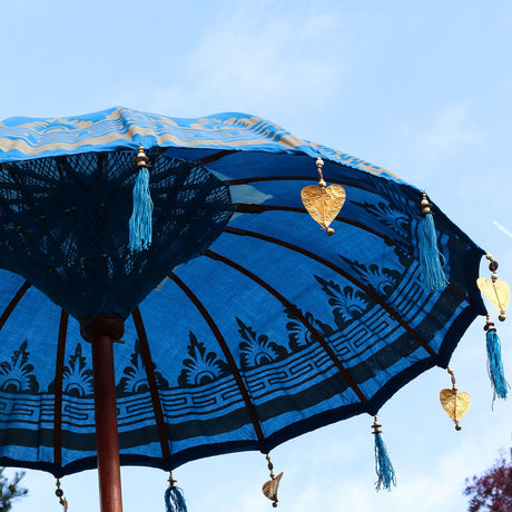 Balinese Turquoise Cotton Garden Parasol Umbrella 1.5m