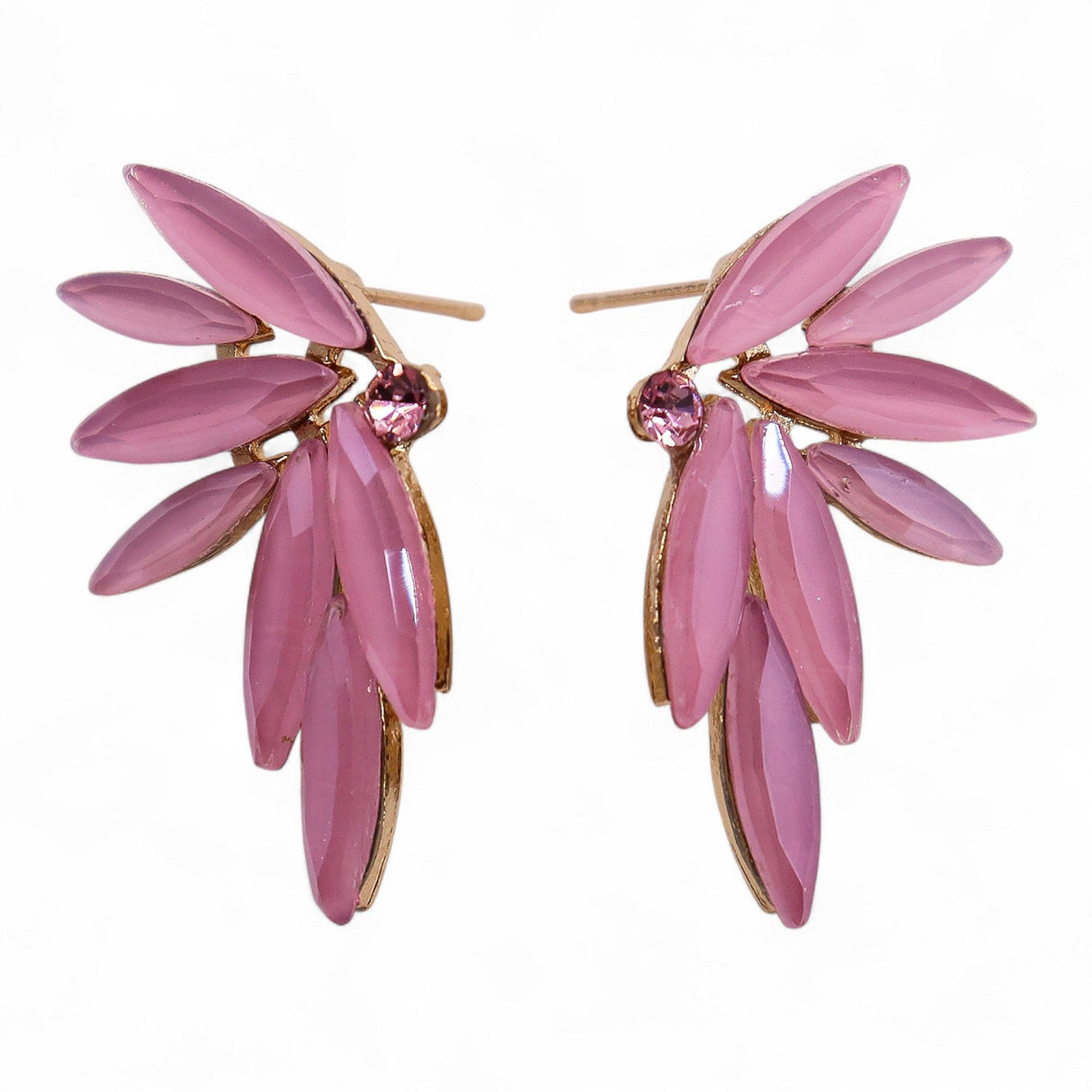 Vintage Pink Glass Floral Stud Earrings