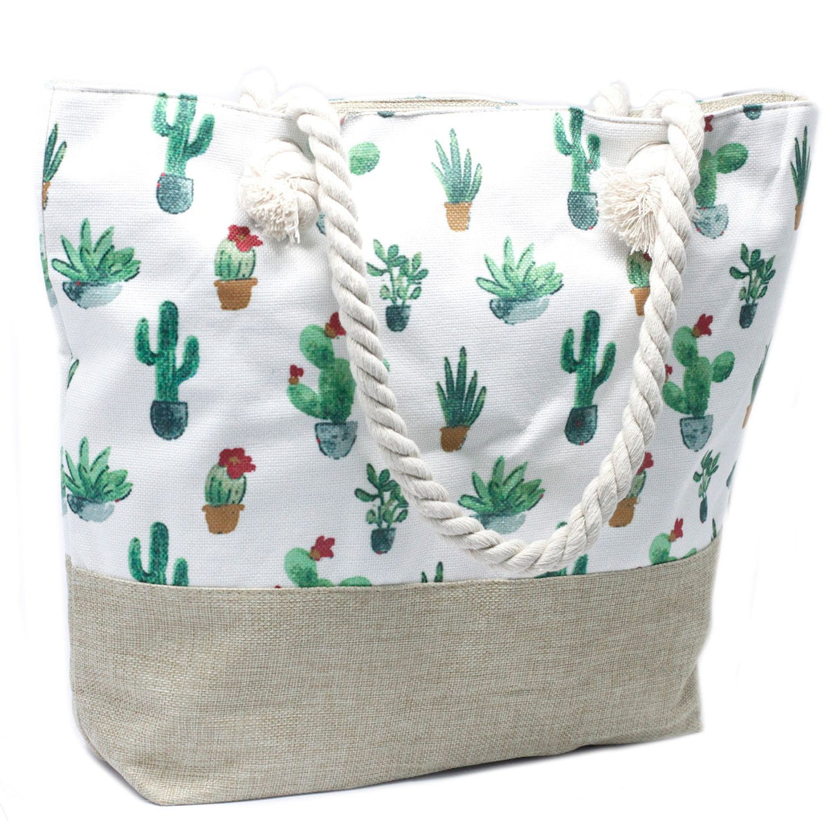 Bolsa de regalo con asas de cuerda, mini cactus