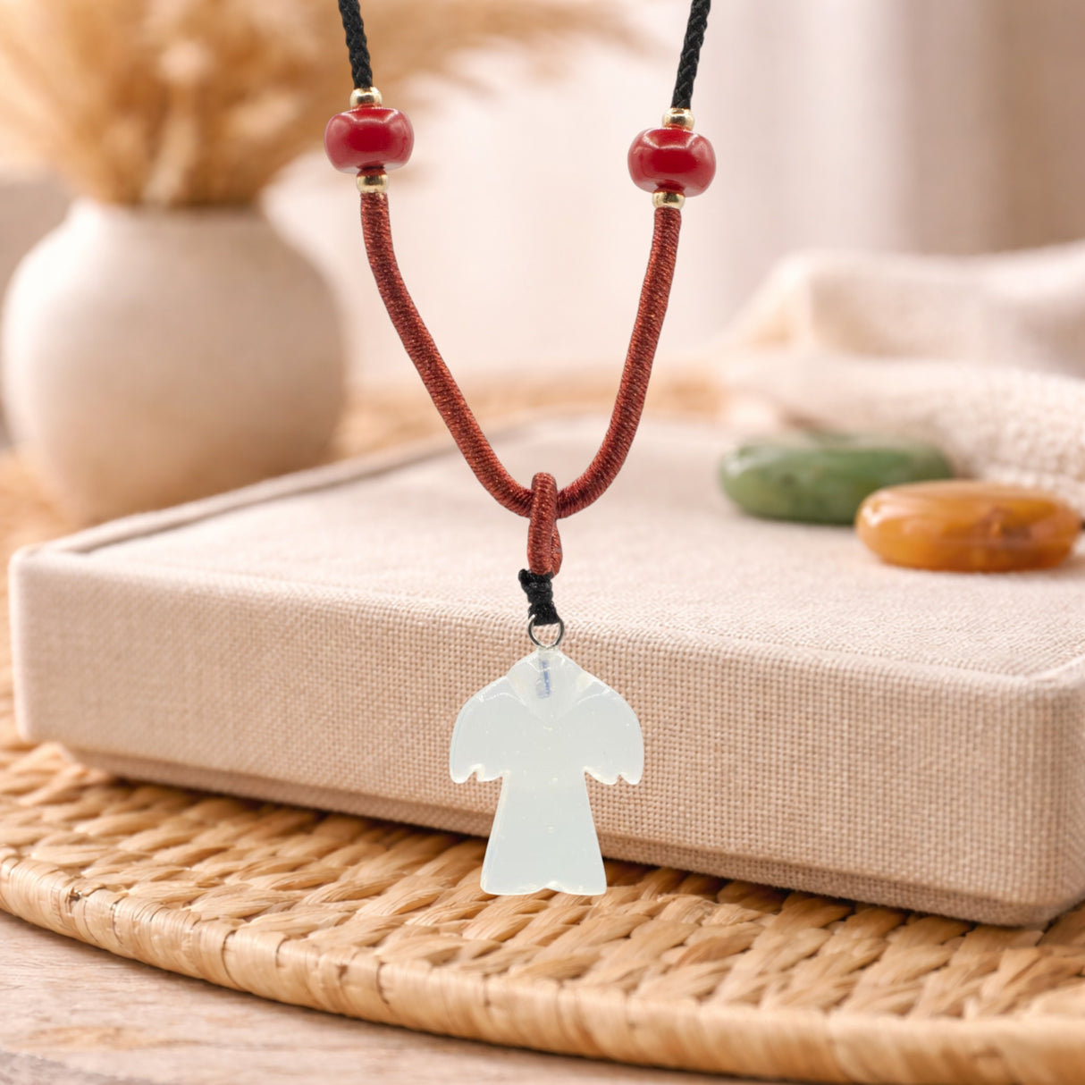 Cord Necklace Gemstone Pendant – Opalite Angel