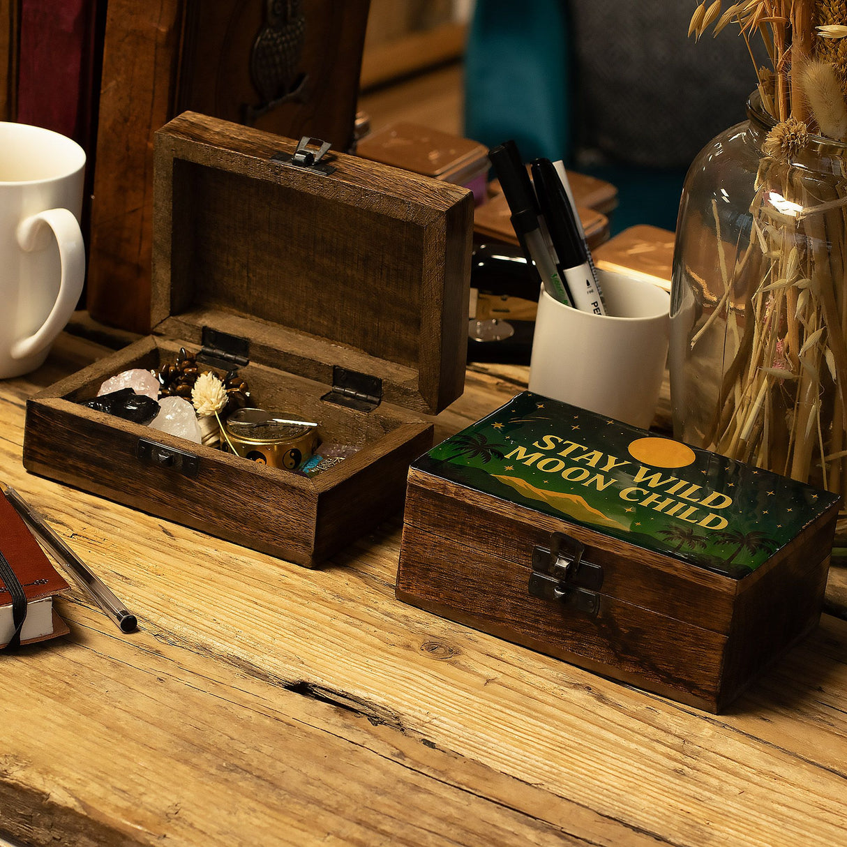 Medium emaljeret æske – Bliv vild, månebarn