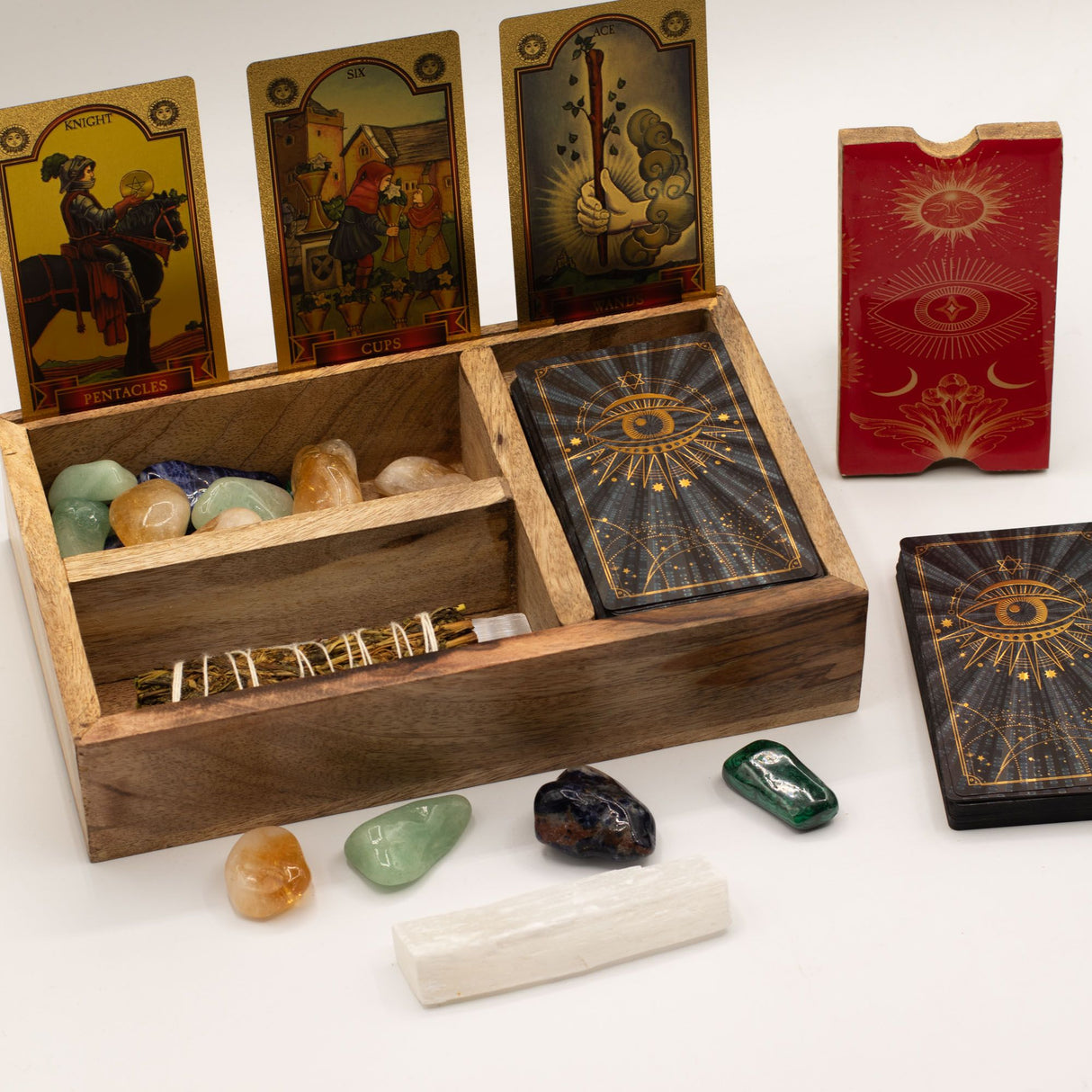 Tre Sektioners Tarotæske med Kort Holder