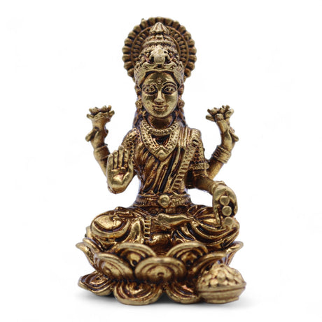Small Brass Lakshmi Statue for Puja, 49mm