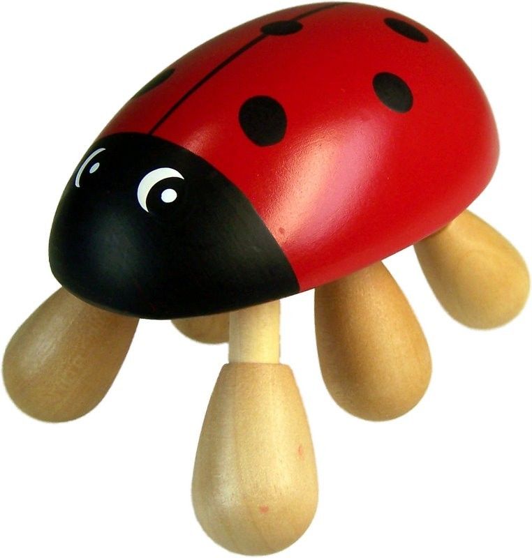 Wooden Handheld Body Massager Ladybug