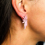 Vintage Pink Glass Floral Stud Earrings