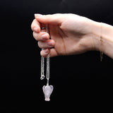 Rose Quartz Crystal Guardian Angel Pendant