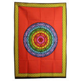 Katoenen Wanddecoratie (70x110cm) – Regenboog Levensbloem