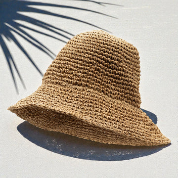 Chapeau de soleil en paille souple Nomad Sari – Café naturel
