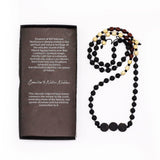 Long Black Lava Stone Necklace Handmade in Bali