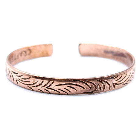 Copper Bracelet, Slim Tibetan Tribal Swirls