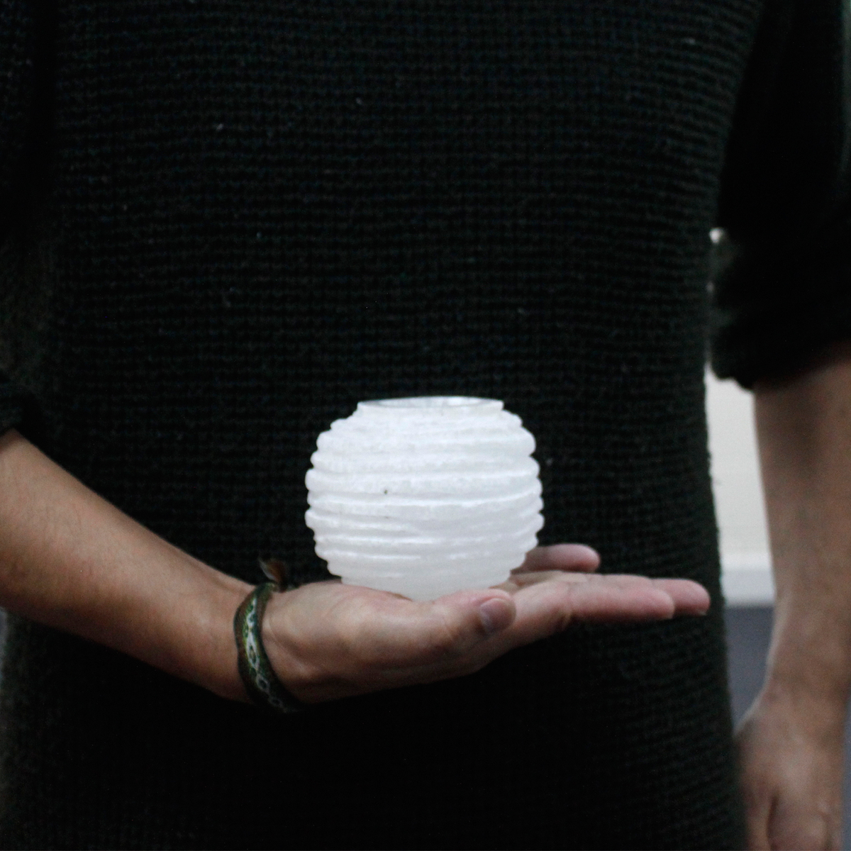 Selenite Crystal Candle Holder Snowball 8 cm