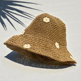 Nomad Sari Floppy Straw Sun Hat – Beige & Flowers