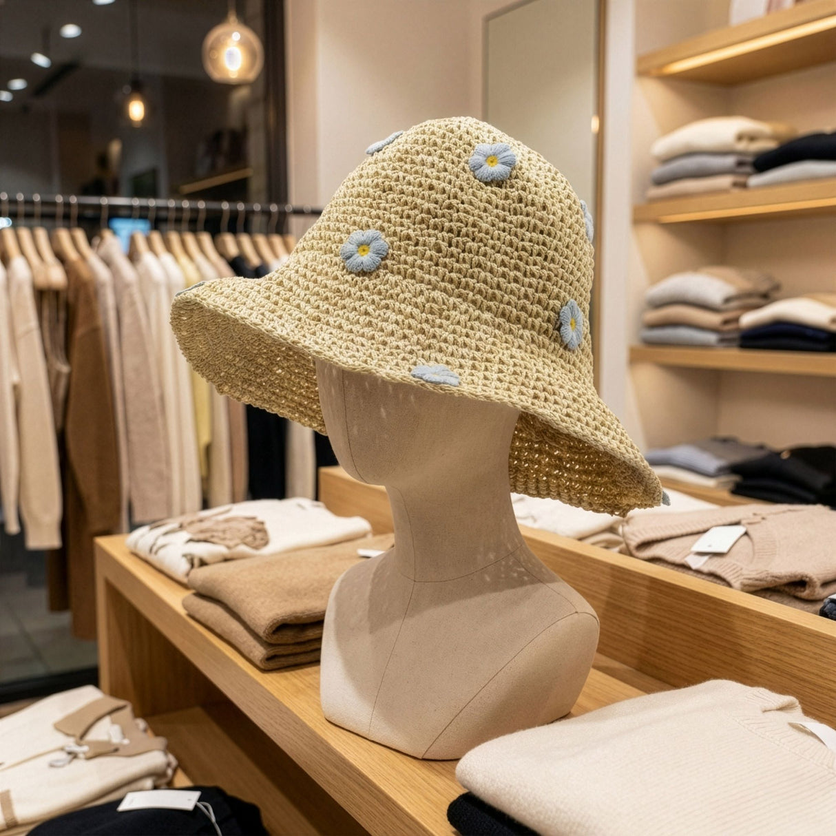 Nomad Sari Floppy Straw Sun Hat – Beige & Flowers