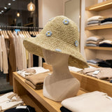 Nomad Sari Floppy Straw Sun Hat – Beige & Flowers