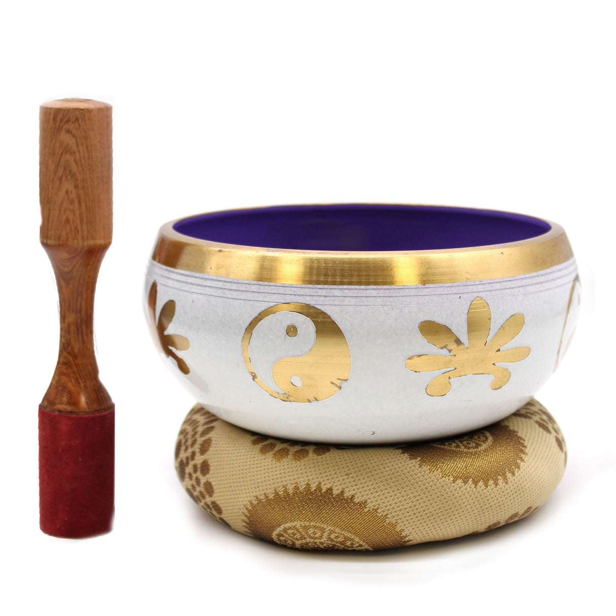 Ensemble de bols chantants Yin Yang blanc violet 14cm