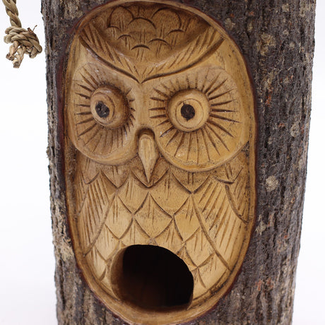 Tronc d’arbre visage – Nichoir – Chouette sage