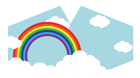 Regenbogenfarbene Gesichtsmaske für Erwachsene mit Filter