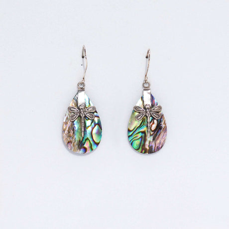 Sterling Silver Earrings, Abalone Shell Dragonfly Pair