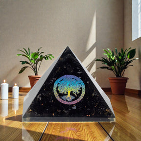 Small Orgonite Pyramids 5.5x4.5cm – Tree of Life – Black Tourmaline Chips, Orgone Energy Pyramid