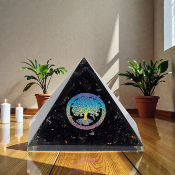 Small Orgonite Pyramids 5.5x4.5cm – Tree of Life – Black Tourmaline Chips