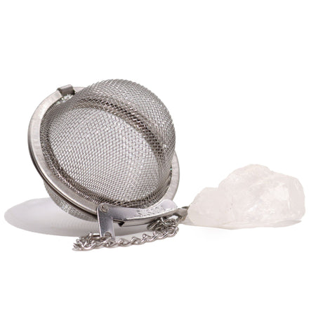 Stainless Steel Tea Infuser, Raw Rock Quartz Gemstone