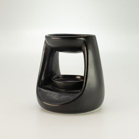 Quemador de Aceite Zen de Cerámica - Clásico Pequeño - Negro Mate
