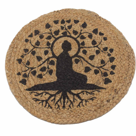 Jute-Tischset 30 cm Bodhi-Baum-Motiv