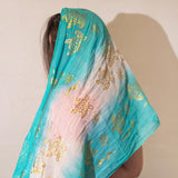 Платок Nomad Sari с летним рисунком черепахи – бирюзовый (180×50 см)