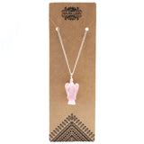 Rose Quartz Crystal Guardian Angel Pendant