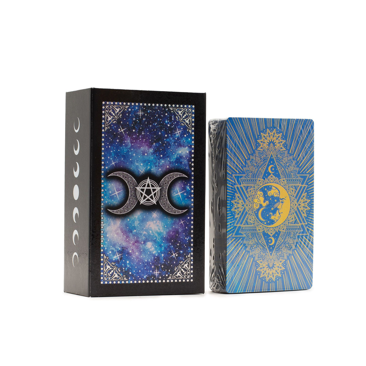 Jeu de cartes de tarot Blue Foil – Visage de lune – avec livret