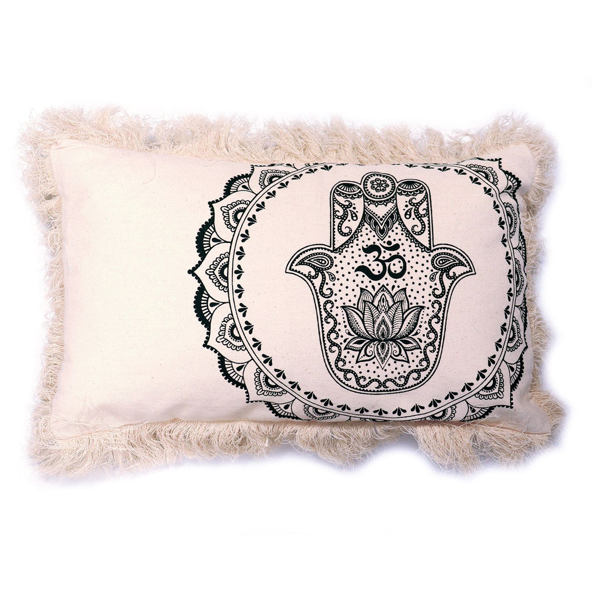 Puuvillainen tyynynpäällinen Hamsa Mandala 30x50cm Vihreä