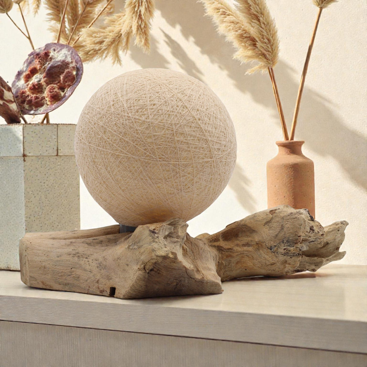 DriftGlow Lamp Cotton Wrap Cream Shade, Table Lamps